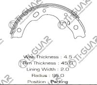 Тормозные колодки (РУЧНОГО ТОРМОЗА) TG-2131/FN4443* Ti·GUAR (комплект 4шт.)